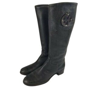 Tory Burch pebbled Leather Knee High Riding Boots‎ Size 8 M  pull on
